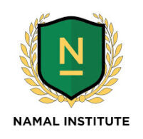A green and yellow logo of the namal institute.