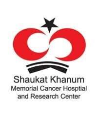 A red and black logo for the shaukat khanum memorial cancer hospital.