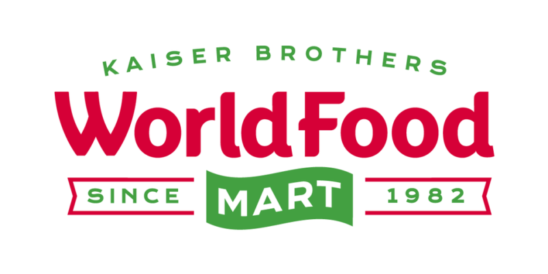 A logo for world food mart.