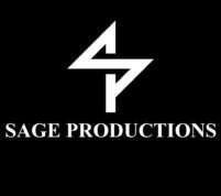 A black and white logo of sage productions.