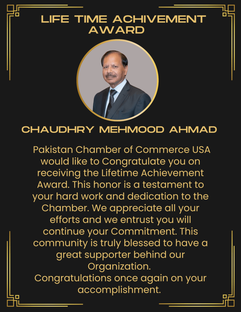 A picture of the chamber 's president and founder, chaudhry mehmood ahmad.